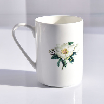 唐山亿美 北欧简约花卉直身陶瓷马克杯，办公生活与礼品定制的优雅之选